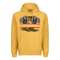 Mustard race flag and race equipment Premium Hoodie - AdoDesignShop