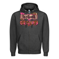 Charcoal Heather football granny with leopard Zipper Hoodie - Zillion Design Studio