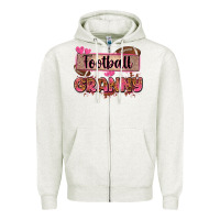 Oatmeal Heather football granny with leopard Zipper Hoodie - Zillion Design Studio