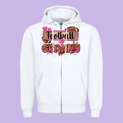 Football Granny With Leopard Zipper Hoodie Designed By Zillion Design Studio