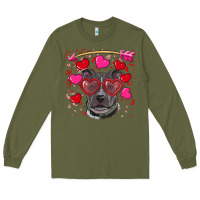 Army Green Valentine's day  pitbull Long Sleeve Tee - RanaPortraitStore