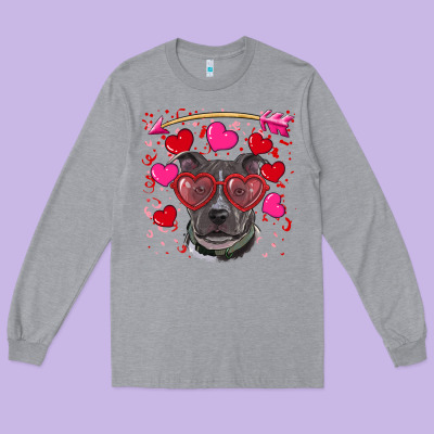 Long Sleeve Tee Valentine's day  pitbull