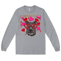 Heather Grey Valentine's day  pitbull Long Sleeve Tee - RanaPortraitStore