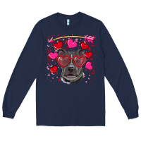 Navy Valentine's day  pitbull Long Sleeve Tee - RanaPortraitStore