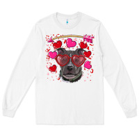 White Valentine's day  pitbull Long Sleeve Tee - RanaPortraitStore