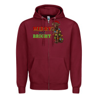 Burgundy merry and bright labrador Zipper Hoodie - RanaPortraitStore