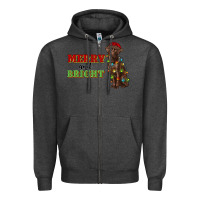 Charcoal Heather merry and bright labrador Zipper Hoodie - RanaPortraitStore