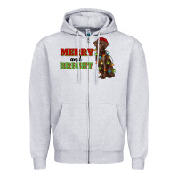 Heather Grey merry and bright labrador Zipper Hoodie - RanaPortraitStore