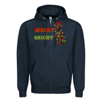 Navy merry and bright labrador Zipper Hoodie - RanaPortraitStore
