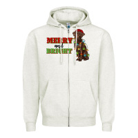 Oatmeal Heather merry and bright labrador Zipper Hoodie - RanaPortraitStore