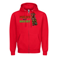 Red merry and bright labrador Zipper Hoodie - RanaPortraitStore