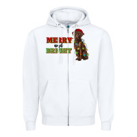 White merry and bright labrador Zipper Hoodie - RanaPortraitStore