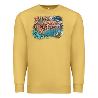 Antique Gold Leopard Wood Cowhide Pattern Mixed Western Frame Premium Sweatshirt - Bettercallsaul