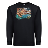 Black Leopard Wood Cowhide Pattern Mixed Western Frame Premium Sweatshirt - Bettercallsaul