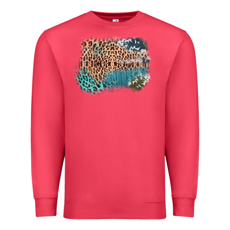 Leopard Wood Cowhide Pattern Mixed Western Frame Premium Sweatshirt by Bettercallsaul | Teevron