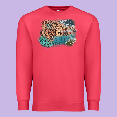 Leopard Wood Cowhide Pattern Mixed Western Frame Premium Sweatshirt Designed By Bettercallsaul