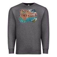 Charcoal Heather Leopard Wood Cowhide Pattern Mixed Western Frame Premium Sweatshirt - Bettercallsaul