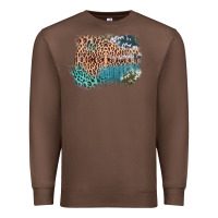 Chestnut Leopard Wood Cowhide Pattern Mixed Western Frame Premium Sweatshirt - Bettercallsaul