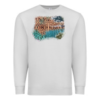 Dove Grey Leopard Wood Cowhide Pattern Mixed Western Frame Premium Sweatshirt - Bettercallsaul