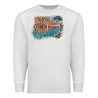 Oatmeal Heather Leopard Wood Cowhide Pattern Mixed Western Frame Premium Sweatshirt - Bettercallsaul