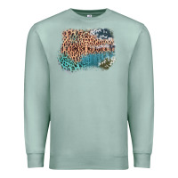 Seafoam Leopard Wood Cowhide Pattern Mixed Western Frame Premium Sweatshirt - Bettercallsaul