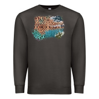 Smoke Leopard Wood Cowhide Pattern Mixed Western Frame Premium Sweatshirt - Bettercallsaul