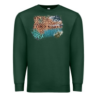 Sports Green Leopard Wood Cowhide Pattern Mixed Western Frame Premium Sweatshirt - Bettercallsaul