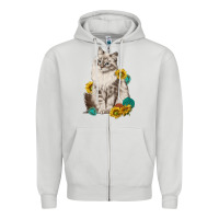 Dove Grey siberian cat sunflower and gemstone Zipper Hoodie - texasbilliewilder