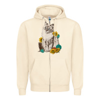 Sandshell siberian cat sunflower and gemstone Zipper Hoodie - texasbilliewilder