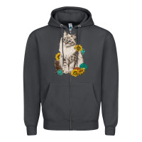 Smoke siberian cat sunflower and gemstone Zipper Hoodie - texasbilliewilder