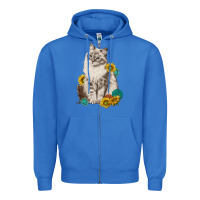 True Royal siberian cat sunflower and gemstone Zipper Hoodie - texasbilliewilder