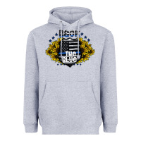 Heather Grey back the blue Heavyweight Hoodie - CowhideDigitalArt