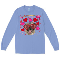 Colony Blue Valentine's day  pug Long Sleeve Tee - RanaPortraitStore