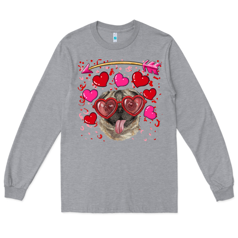 Valentine's Day  Pug Long Sleeve Tee by RanaPortraitStore | Teevron