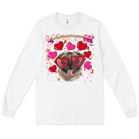 White Valentine's day  pug Long Sleeve Tee - RanaPortraitStore