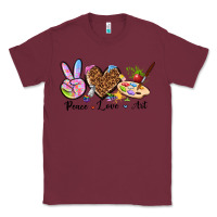 Burgundy peace love art Classic Tee - texasbilliewilder