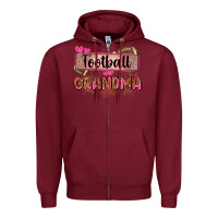 Burgundy football grandma with leopard Zipper Hoodie - Zillion Design Studio