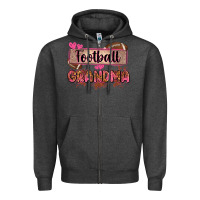 Charcoal Heather football grandma with leopard Zipper Hoodie - Zillion Design Studio