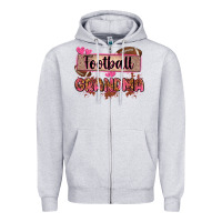 Heather Grey football grandma with leopard Zipper Hoodie - Zillion Design Studio