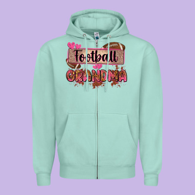 Football Grandma With Leopard Zipper Hoodie Designed By Zillion Design Studio