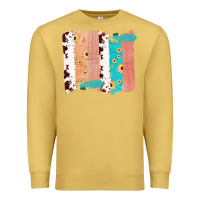 Antique Gold Western Cowhide Sunflower Jute Glitter Farm Life Brush Stroke Premium Sweatshirt - Bettercallsaul