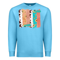 Ocean Blue Western Cowhide Sunflower Jute Glitter Farm Life Brush Stroke Premium Sweatshirt - Bettercallsaul