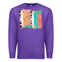 Purple Western Cowhide Sunflower Jute Glitter Farm Life Brush Stroke Premium Sweatshirt - Bettercallsaul