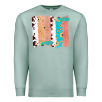 Seafoam Western Cowhide Sunflower Jute Glitter Farm Life Brush Stroke Premium Sweatshirt - Bettercallsaul