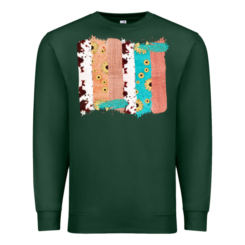 Western Cowhide Sunflower Jute Glitter Farm Life Brush Stroke Premium Sweatshirt by Bettercallsaul | Teevron