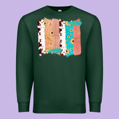 Western Cowhide Sunflower Jute Glitter Farm Life Brush Stroke Premium Sweatshirt Designed By Bettercallsaul