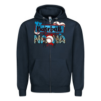 Navy baseball nana with leopard Zipper Hoodie - Zillion Design Studio