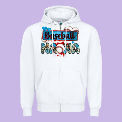 Baseball Nana With Leopard Zipper Hoodie Designed By Zillion Design Studio