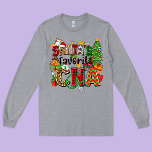 Santa's Favorite Cna Long Sleeve Tee Designed By Zillion Design Studio