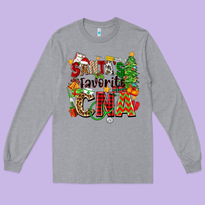 Santa's Favorite Cna Long Sleeve Tee Designed By Zillion Design Studio